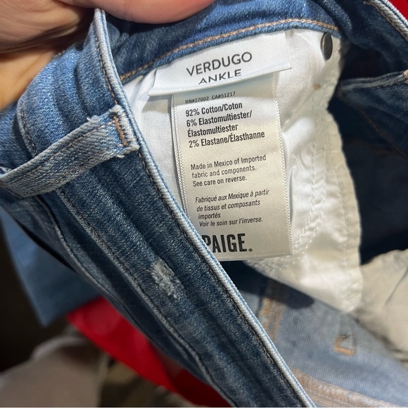 PAIGE Verdugo Ankle Jeans North Star Distressed Eroded Size 27 - Picture 9 of 10